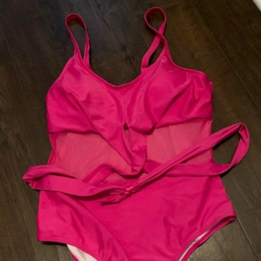 PINK FULL PIECE WITH SHEER CENTER